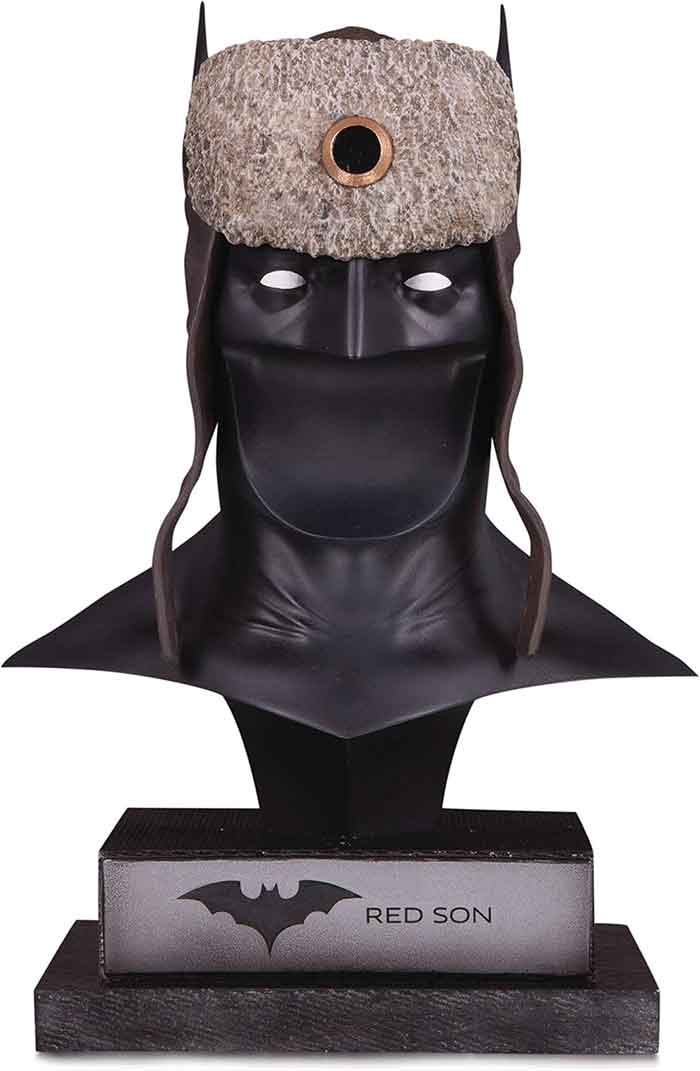 DC Collectibles Batman 9 Inch Bust Statue 1/2 Scale - Red Son Batman Cowl (Shelf Wear Packaging)