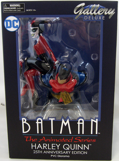 DC Gallery Deluxe 10 Inch Statue Figure Batman The Animated Series - Harley Quinn On Batman (Shelf Wear Packaging)