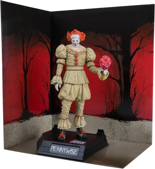 Movie Maniacs IT Welcome To Derry 6 Inch Static Figure Posed Figure Exclusive - Pennywise With Flowers Gold Label