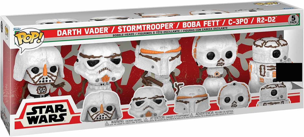 Pop Star Wars 3.75 Inch Action Figure Exclusive - Holiday Snowman 5-Pack
