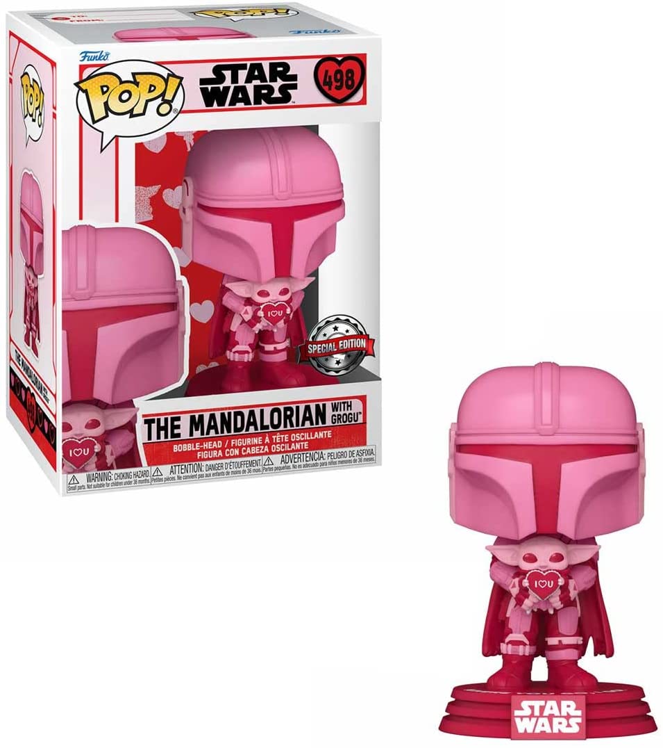 Pop Star Wars The Mandalorian 3.75 Inch Action Figure Exclusive - Valentine The Mandalorian with Grogu #498 (Sub-Standard Packaging)