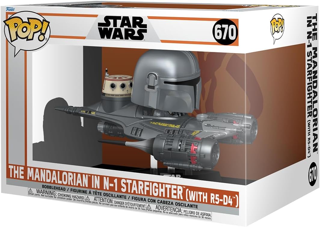 Pop Star Wars The Mandalorian 3.75 Inch Action Figure - The Mandalorian in N-1 Starfighter with R5-D4 #670 (Sub-Standard Packaging)