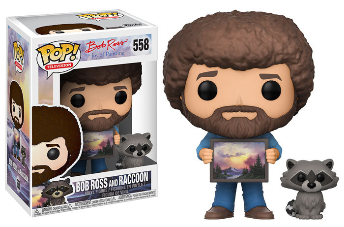 Pop Television 3.75 Inch Action Figure Bob Ross - Bob Ross With Raccoon #558 (Sub-Standard Packaging)