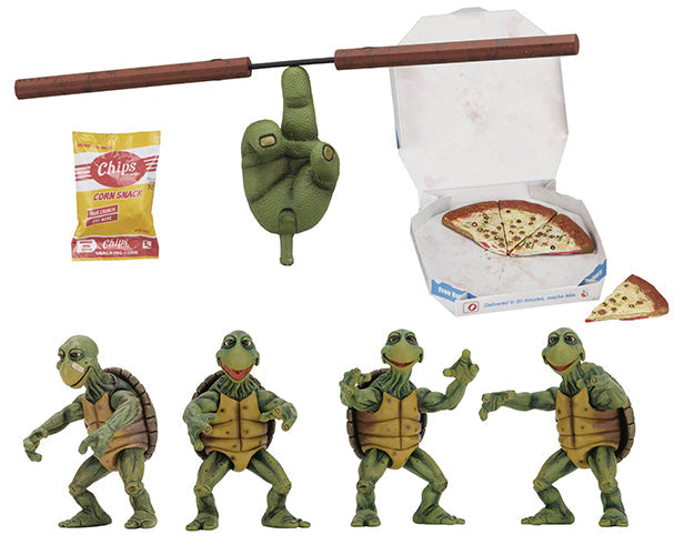 Teenage Mutant Ninja Turtles 1990 4 Inch Action Figure 1/4 Scale Series - Baby Turtles Set (Shelf Wear Packaging)