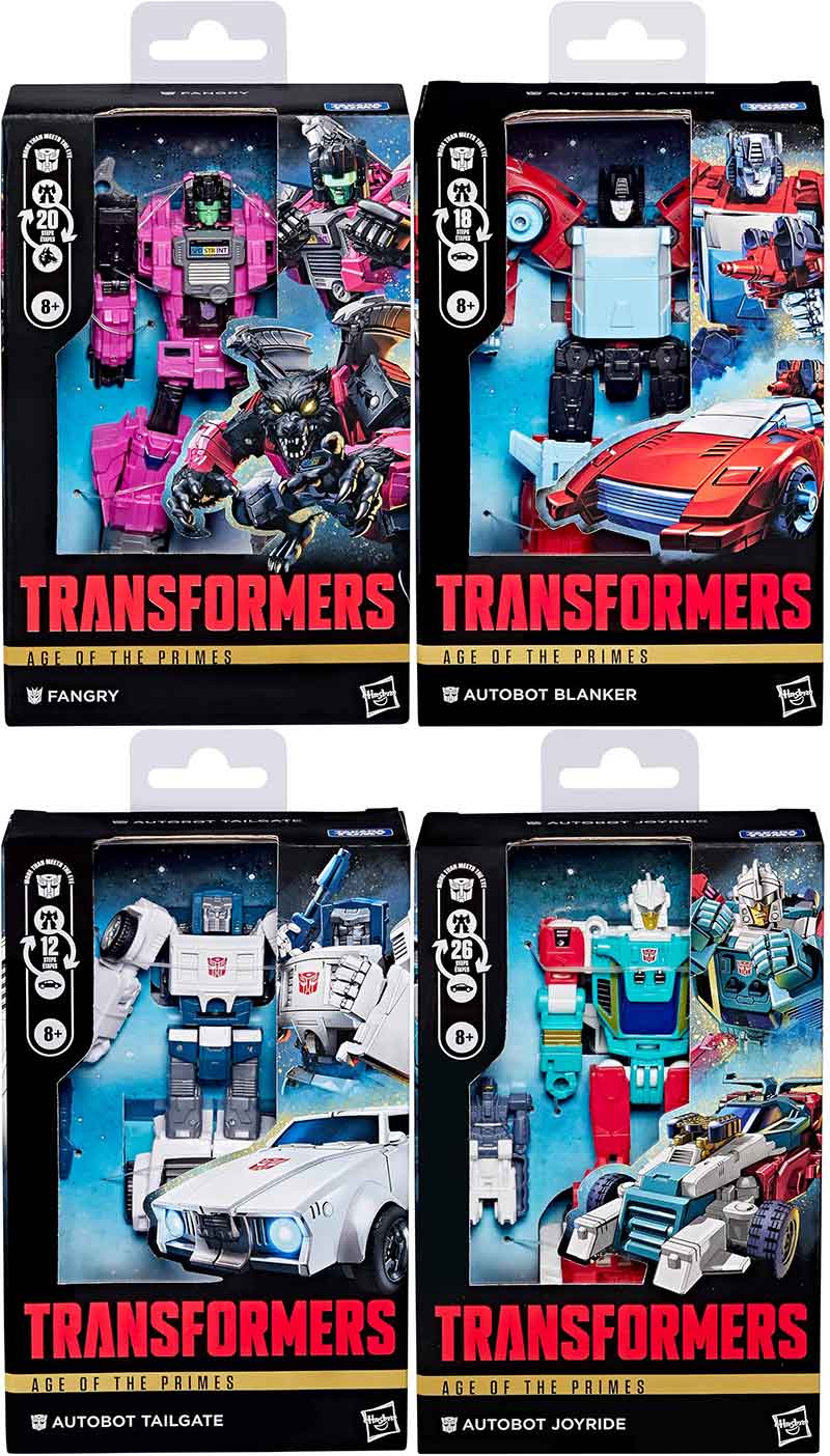 Transformers Age Of The Primes 6 Inch Action Figure Deluxe Class (2026 Wave 3) - Set of 4 (Joyride - Tailgate - Blanker - Fangry)