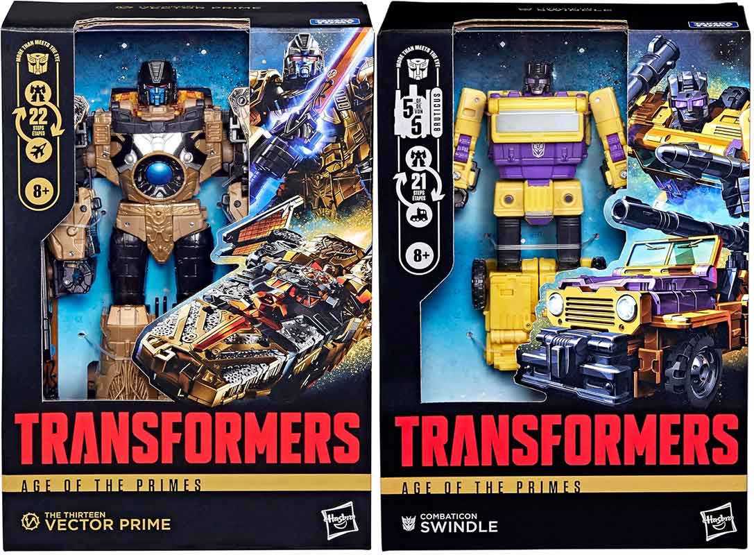 Transformers Age Of The Primes 7 Inch Action Figure Voyager Class (2026 Wave 3) - Set of 2 (Swindle - Vector Prime)