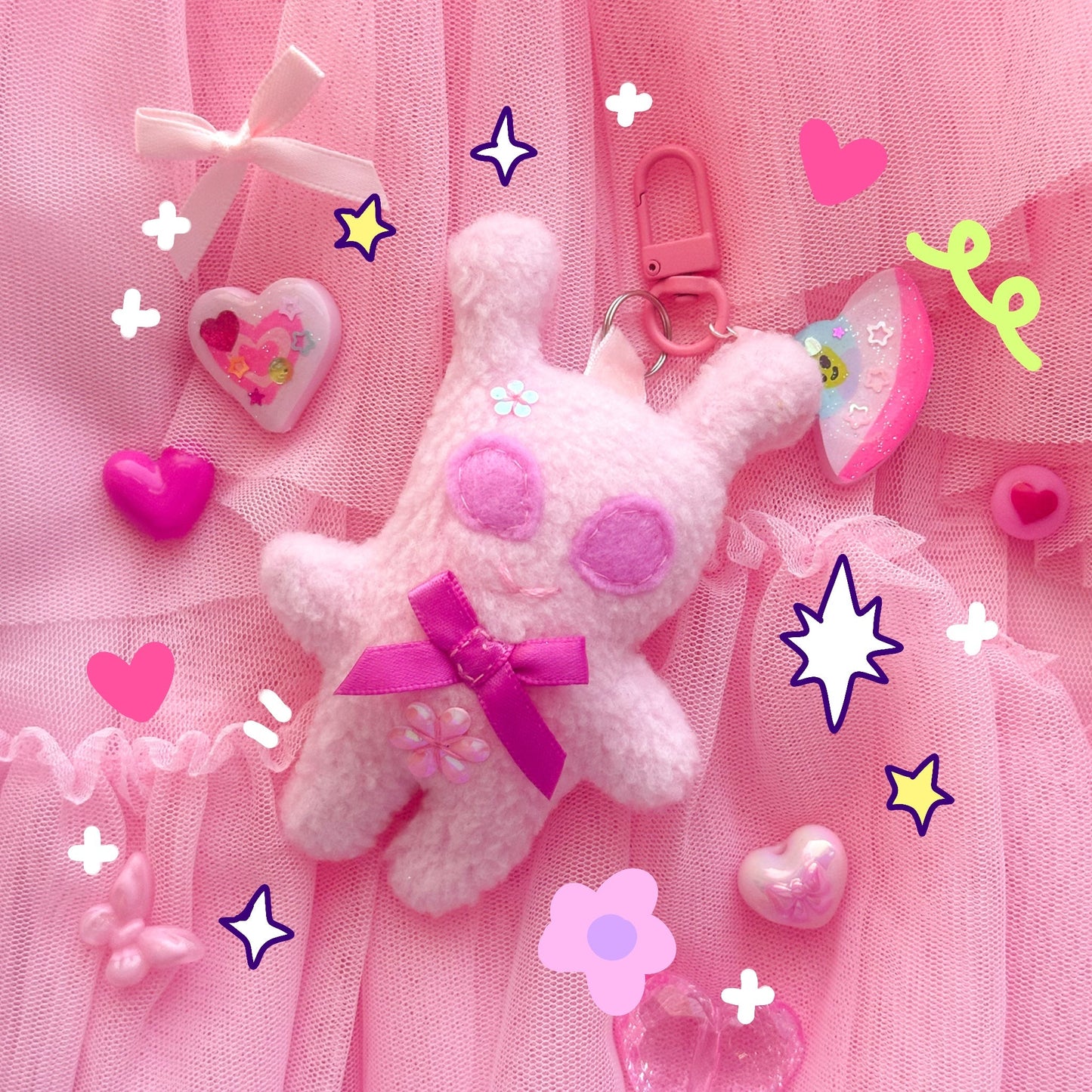 Pink Alien Plushie Keychain