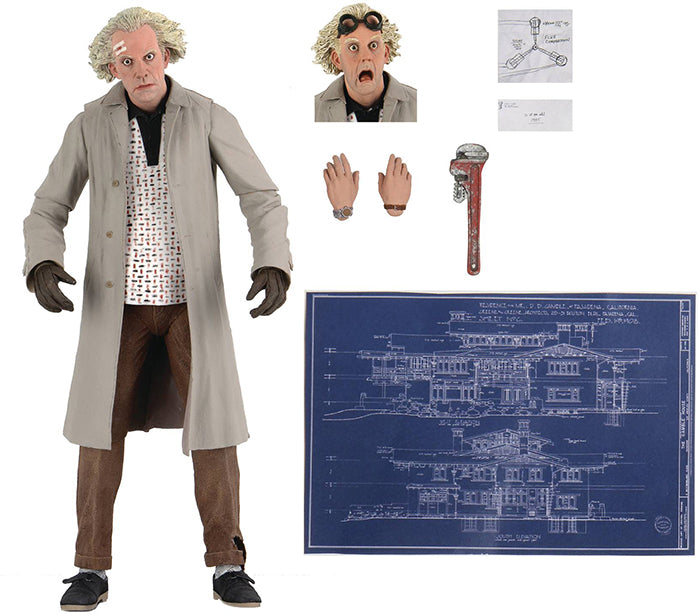 Back to the Future Ultimate Series 7 Inch Action Figure - Doc Brown (White Jacket) (Shelf Wear Packaging)