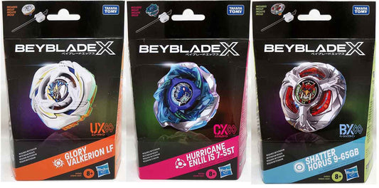 Beyblade X Starter Pack - Set of 3 Shatter Horus 9-65GB Hurricane Enlil IS 7-55T Glory Valkerion LF G0840AS26