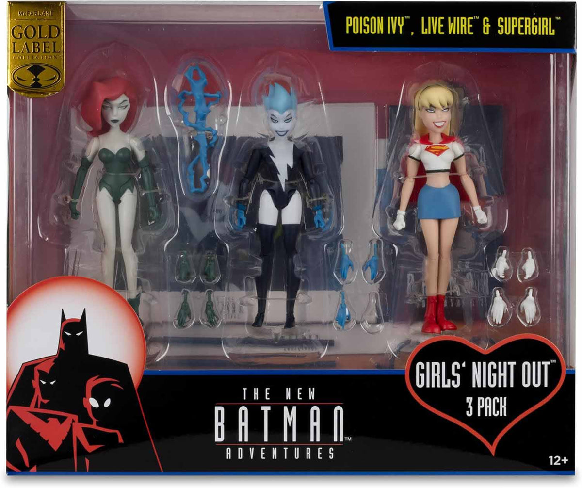 DC Direct The New Batman Adventures 6 Inch Action Figure 3-Pack Exclusive - (Poison Ivy - Live Wire - Supergirl) (Girls' Night Out) Gold Label