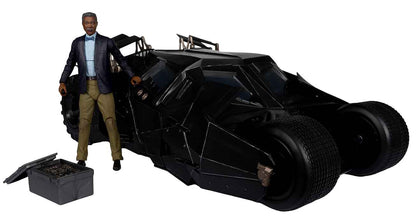 DC Multiverse Batman The Dark Knight 7 Inch Scale Vehicle Figure Exclusive - Lucius Fox & Tumbler Gold Label (Sub-Standard Packaging)