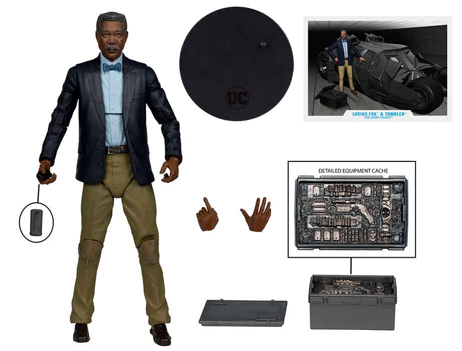 DC Multiverse Batman The Dark Knight 7 Inch Scale Vehicle Figure Exclusive - Lucius Fox & Tumbler Gold Label (Sub-Standard Packaging)