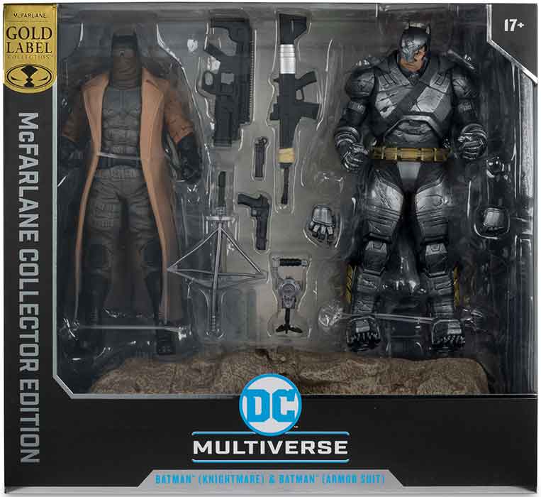 DC Multiverse Batman v Superman Dawn of Justice 7 Inch Action Figure 2-Pack Exclusive - Batman Knightmare & Batman Armor Suit Gold Label (Shelf Wear Packaging)