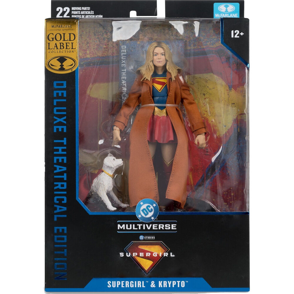 DC Multiverse Supergirl 7 Inch Action Figure Theatrical Edition Exclusive - Supergirl and Krypto Gold Label