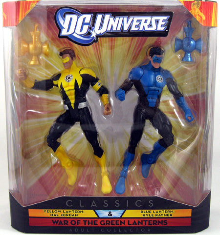 DC Universe 6 Inch Action Figure War Of The Green Lanterns - Yellow Lantern Hal Jordan & Blue Lantern Kyle Rayner (Shelf Wear Packaging)