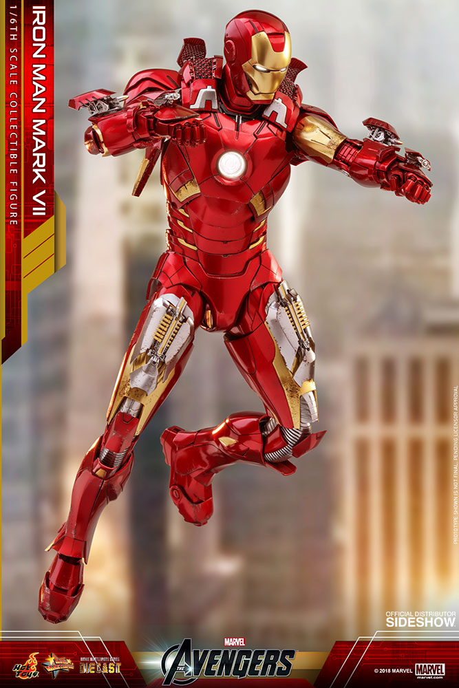 Die Cast The Avengers 12 Inch Action Figure Movie Masterpiece 1/6 Scale Series - Iron Man Mark VII Hot Toys 903752