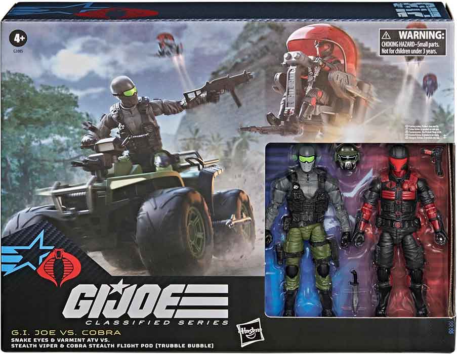 G.I. Joe Classified 6 Inch Vehicle Figure 2-Pack - Snake Eyes & Varmint ATV Vs. Stealth Viper & Cobra Stealth Flight Pod #218