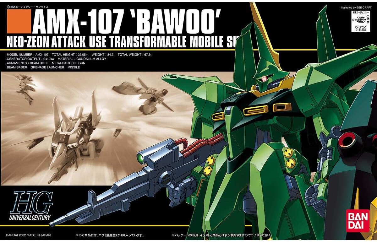 Gundam Universal Century 5 Inch Model Kit HG 1/144 Scale - Amx-107 Bawoo Gundam #031