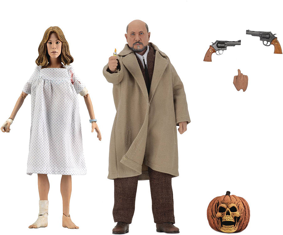 Halloween 2 8 Inch Action Figure Retro Clothed Series - Doctor Loomis and Laurie Strode (Shelf Wear Packaging)