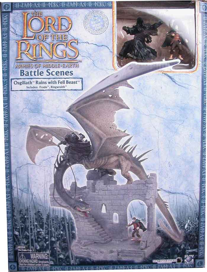 Lord of the Rings Armies of the Middle-Earth Battle Scenes 2 Inch Scale Playset - Osgiliath Ruins with Fell Beast (Sub-Standard Packaging)