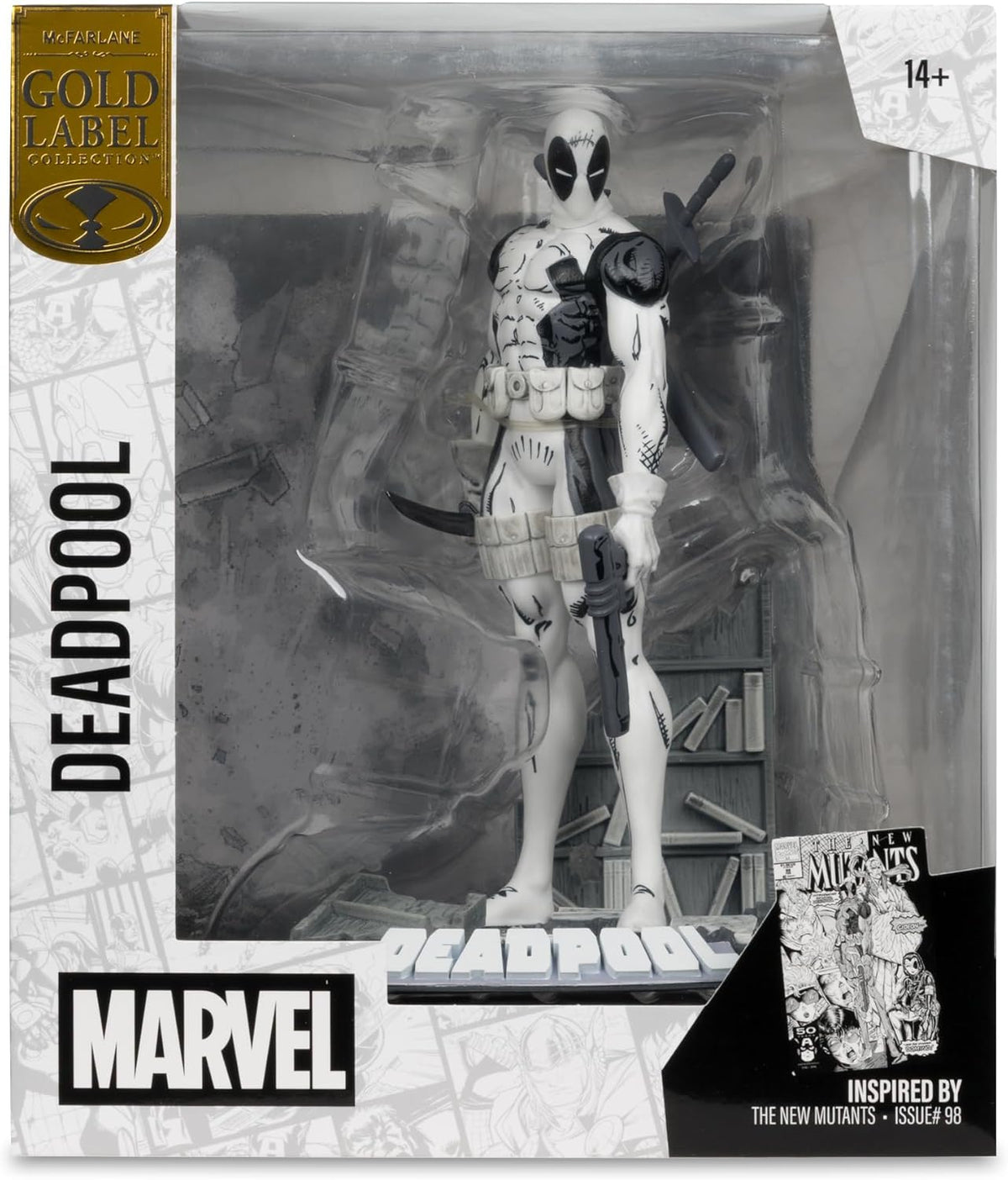 Marvel Collectible 7 Inch Statue Figure 1/10 Scale Posed Scene Exclusive - Deadpool (Line Art) Gold Label