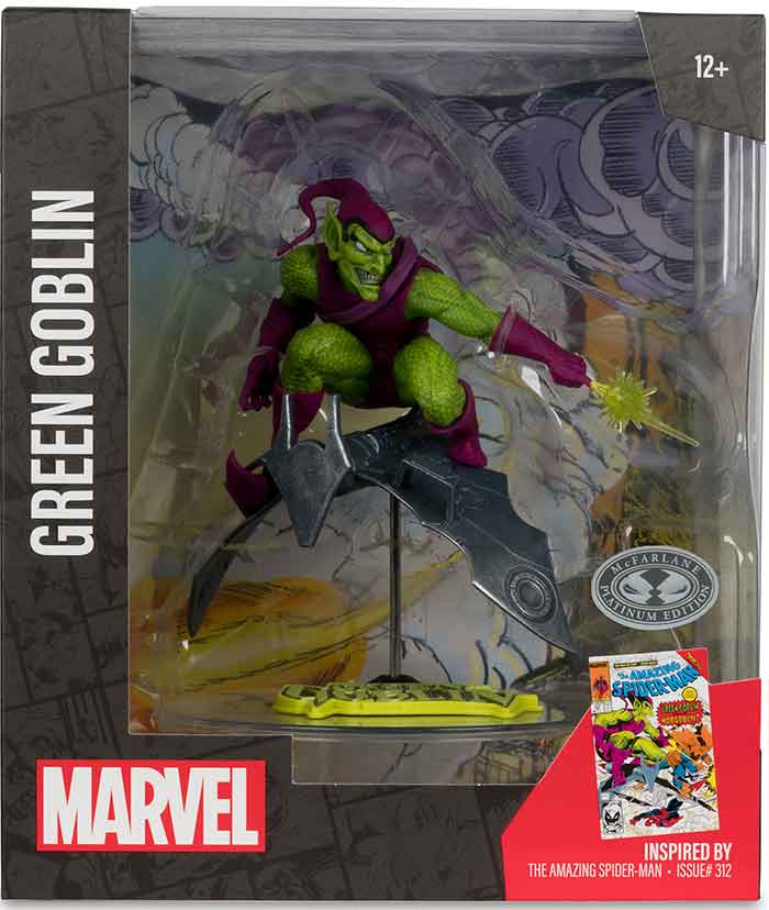 Marvel Collectible 7 Inch Statue Figure 1/10 Scale Posed Scene Exclusive - Green Goblin (The Amazing Spider-Man #312) Platinum