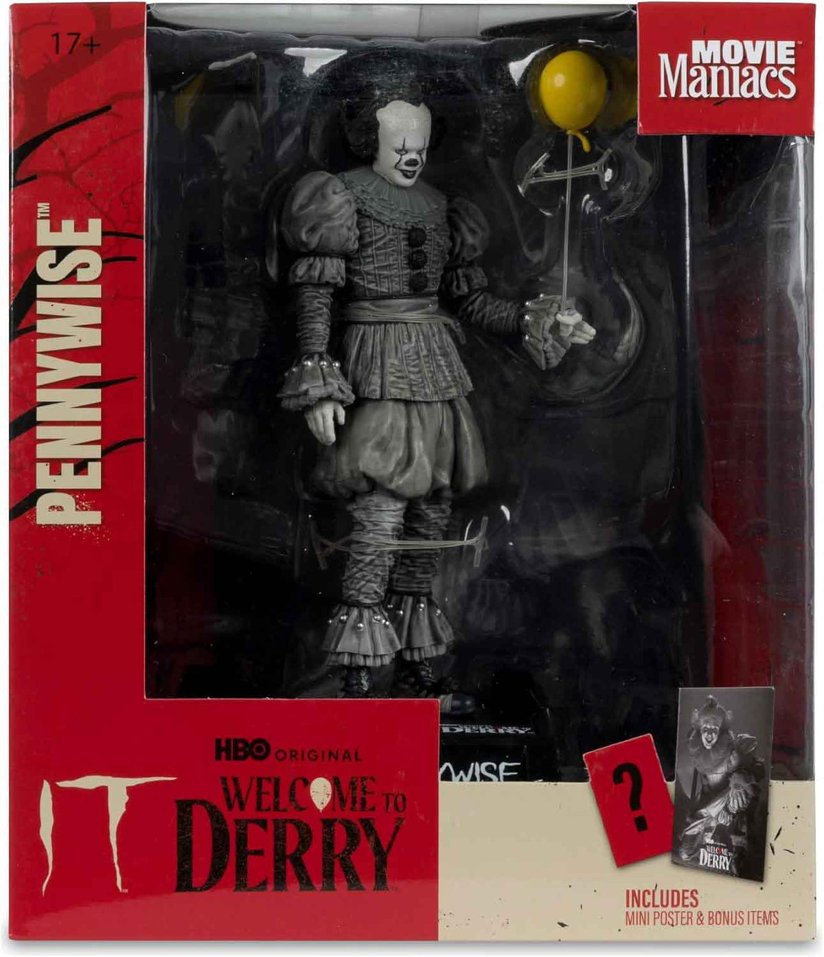 Movie Maniacs IT Welcome to Derry 6 Inch Static Figure - Pennywise Black and White