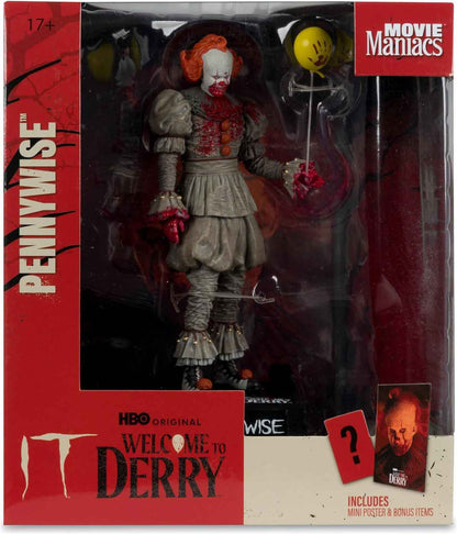 Movie Maniacs IT Welcome to Derry 6 Inch Static Figure - Pennywise Bloody