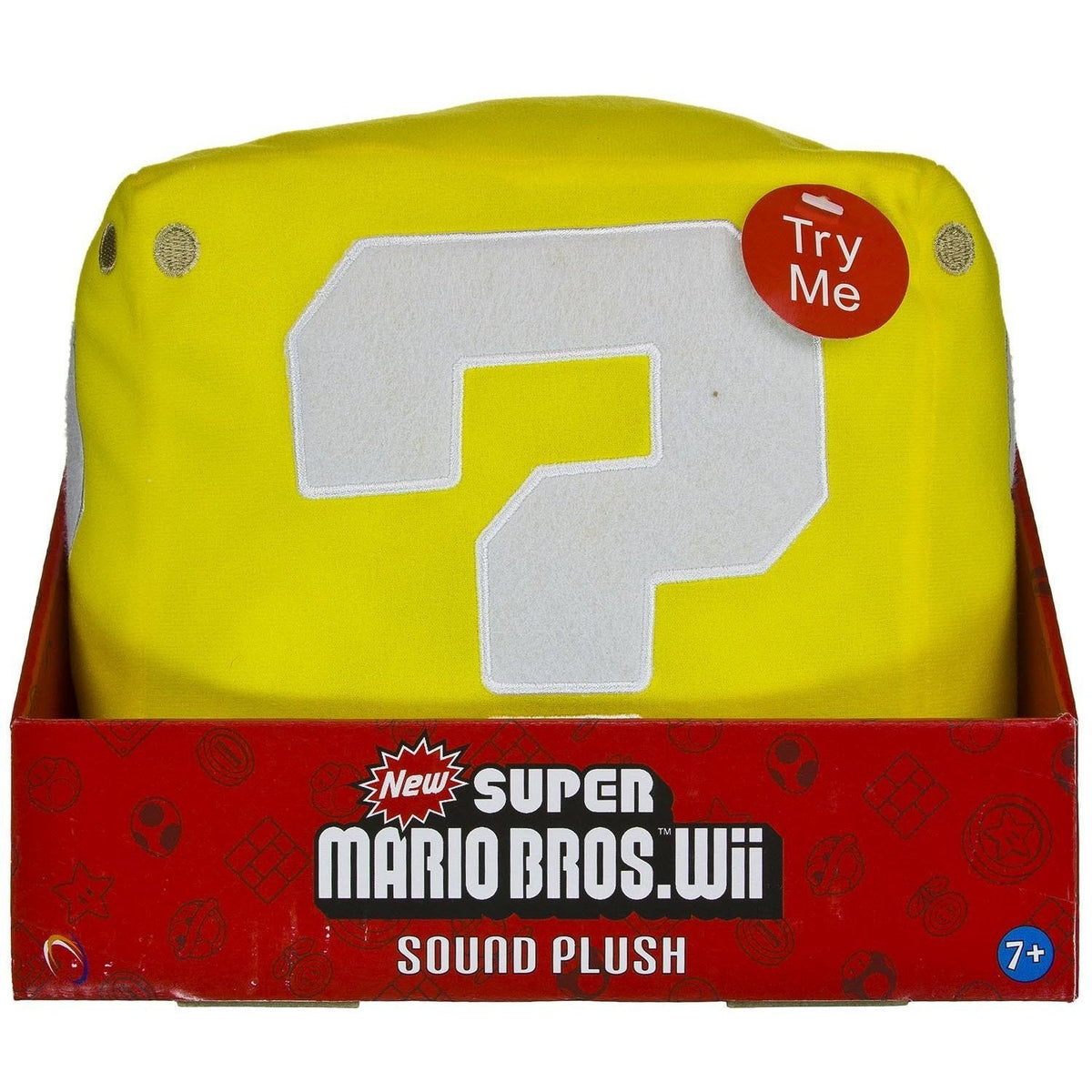 New Super Mario Brothers Wii 6 Inch Plush Figure - Question Mark? Sound Plush (Item is dusty and dirty because of warehouse storage)