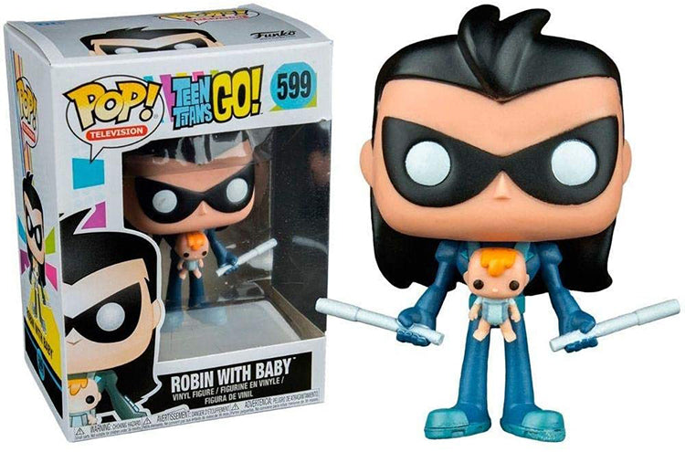 Pop DC Heroes 3.75 Inch Action Figure Teen Titans Go - Robin With Baby #599 Exclusive