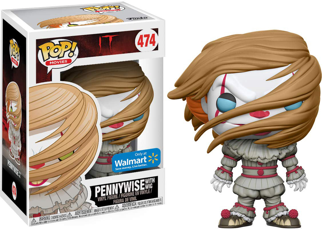 Pop Movies 3.75 Inch Action Figure IT - Pennywise With Wig #474 Exclusive (Sub-Standard Packaging)