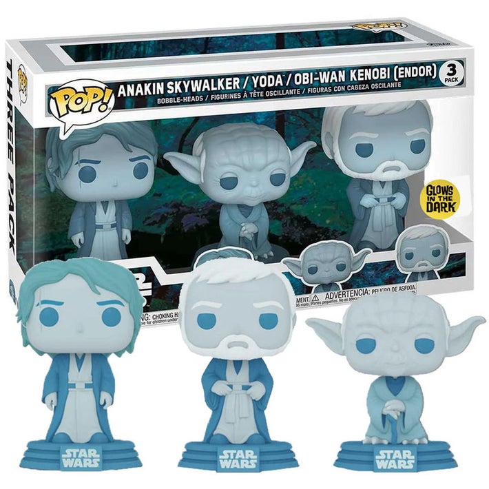 Pop Star Wars 3.75 Inch Action Figure Exclusive - Force Ghost Jedi 3-Pack (Sub Standard Packaging)