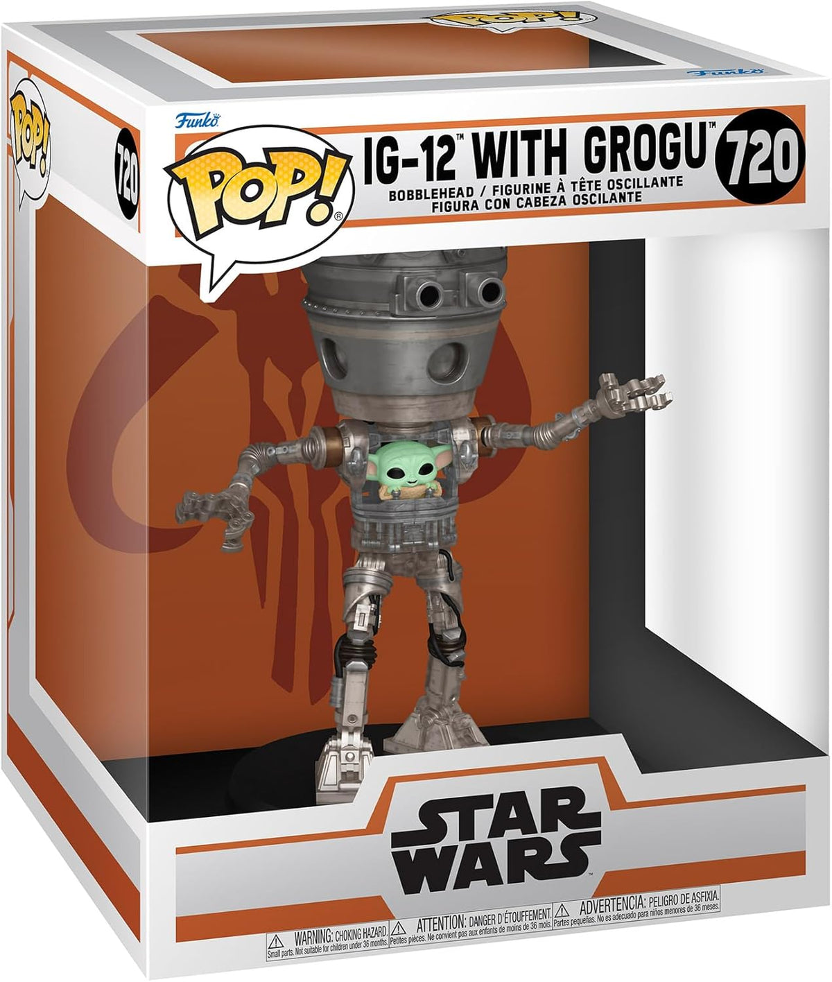 Pop Star Wars The Mandalorian 3.75 Inch Action Figure Deluxe - IG-12 with Grogu #720