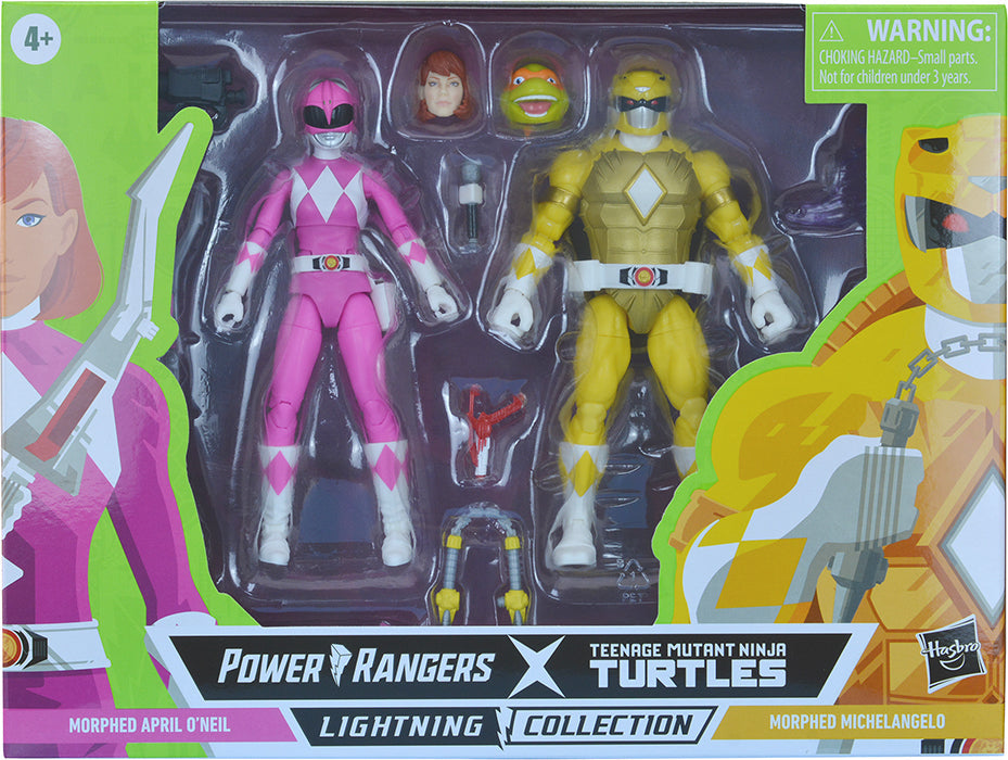 Power Rangers Teenage Mutant Ninja Turtles 6 Inch Action Figure Lightning Collection 2-Pack - Morphed Michelangelo and Morphed April O’Neil (Sub-Standard Packaging)