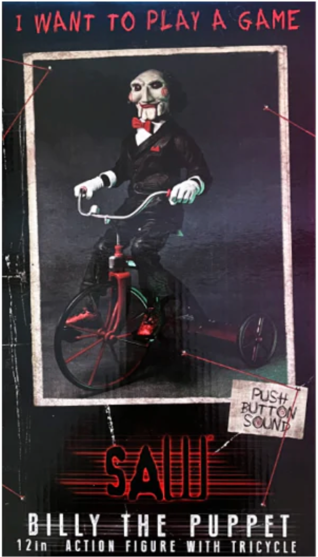 Saw 12 Inch Action Figure Deluxe - Billy Puppet with Tricycle (Sub-Standard Packaging)