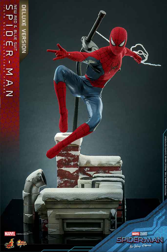 Spider-Man No Way Home 12 Inch Action Figure 1/6 Scale - Spider-Man New Red And Blue Suit Deluxe Version Hot Toys 9120362