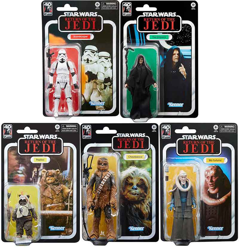 Star Wars 40th Anniversary 6 Inch Action Figure (2023 Wave 2) - Set of 5 (Paploo - Bib - Chewbacca - Trooper - Palpatine)