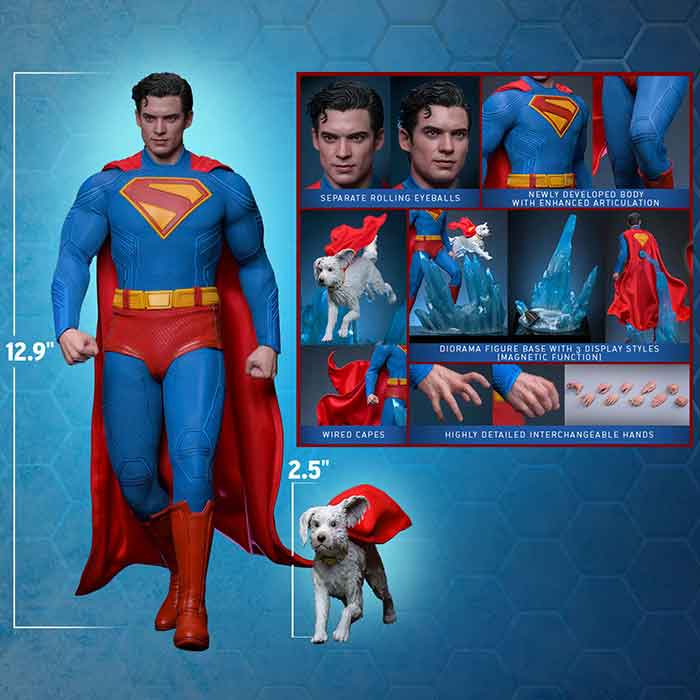 Superman 2025 12 Inch Action Figure 1/6 Scale - Superman & Krypto Hot Toys 914463