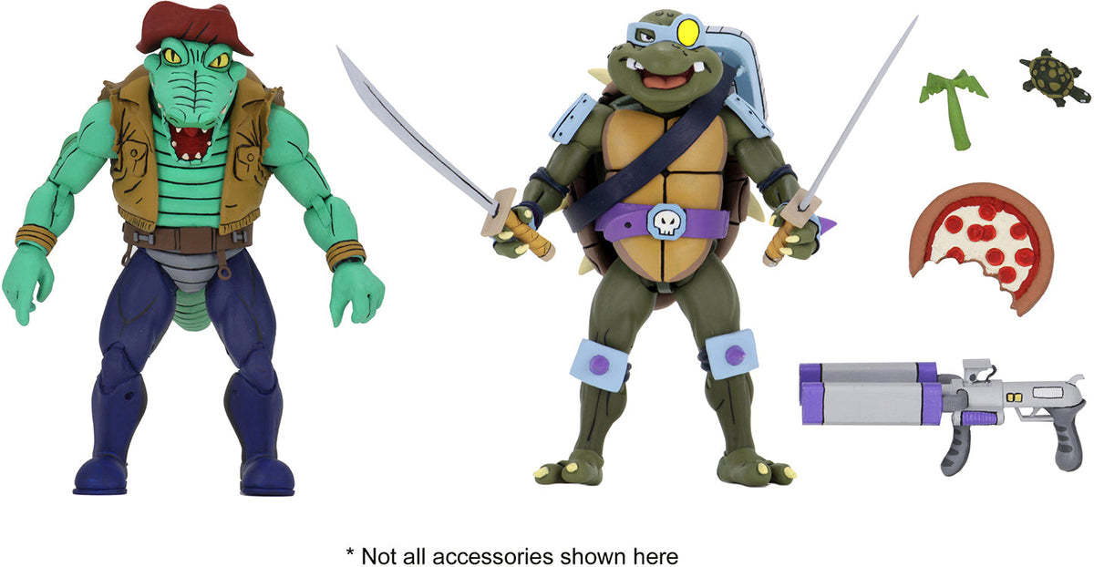 Teenage Mutant Ninja Turtles 7 Inch Action Figure 1980 Cartoon 2-Pack - Leatherhead & Slash (Shelf Wear Packaging)