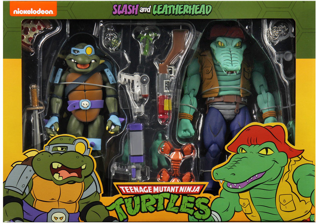 Teenage Mutant Ninja Turtles 7 Inch Action Figure 1980 Cartoon 2-Pack - Leatherhead & Slash (Shelf Wear Packaging)