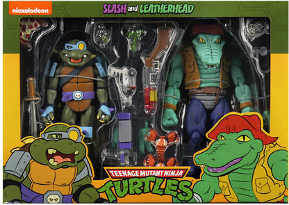 Teenage Mutant Ninja Turtles 7 Inch Action Figure 1980 Cartoon 2-Pack - Leatherhead & Slash (Shelf Wear Packaging)