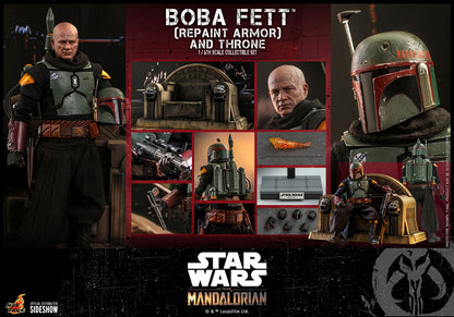 The Mandalorian 12 Inch Action Figure 1/6 Scale - Boba Fett (Repaint Armor) and Throne Hot Toys 90885