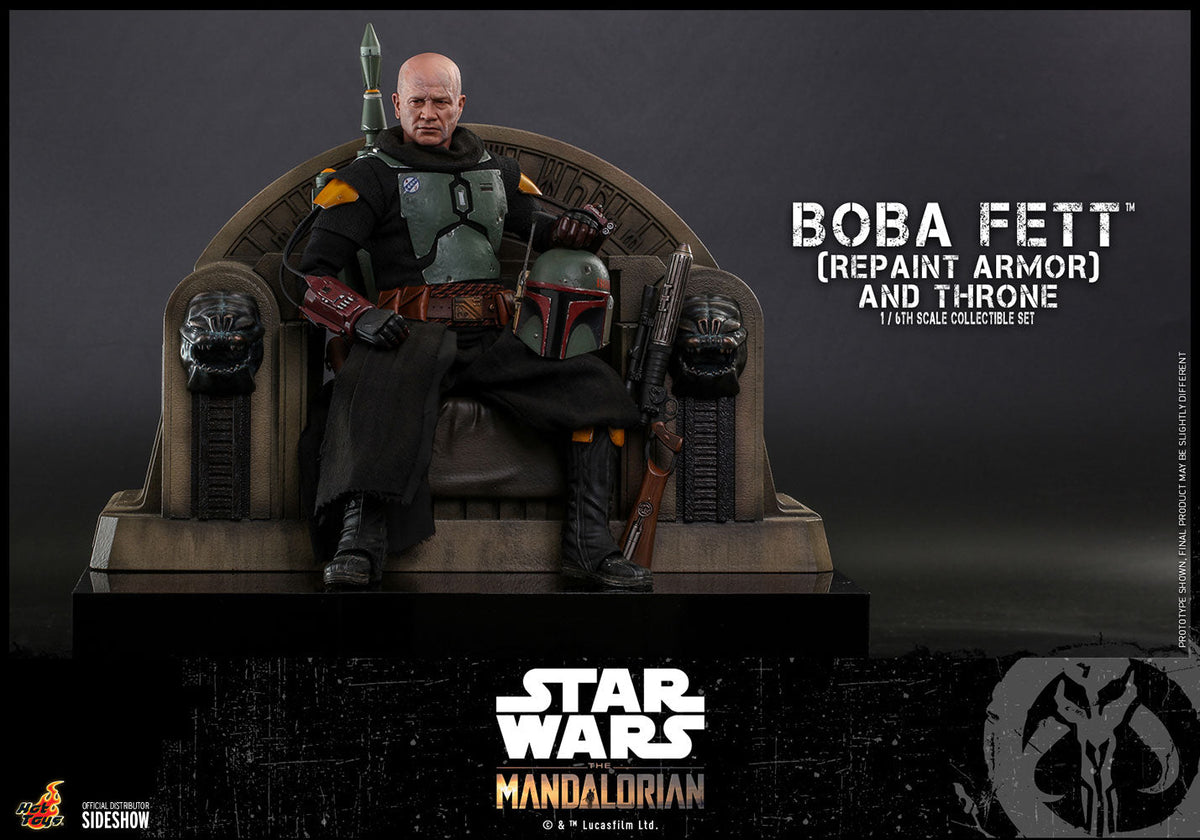 The Mandalorian 12 Inch Action Figure 1/6 Scale - Boba Fett (Repaint Armor) and Throne Hot Toys 90885