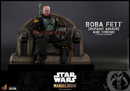 The Mandalorian 12 Inch Action Figure 1/6 Scale - Boba Fett (Repaint Armor) and Throne Hot Toys 90885