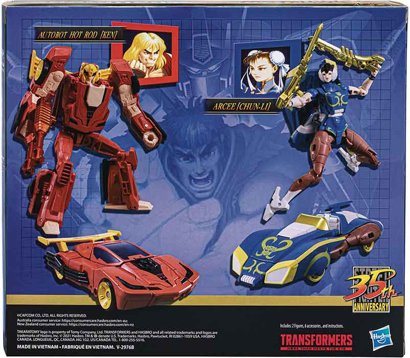 Transformers Street Fighter 6 Inch Action Figure - Hot Rod Ken vs Arcee Chun-Li