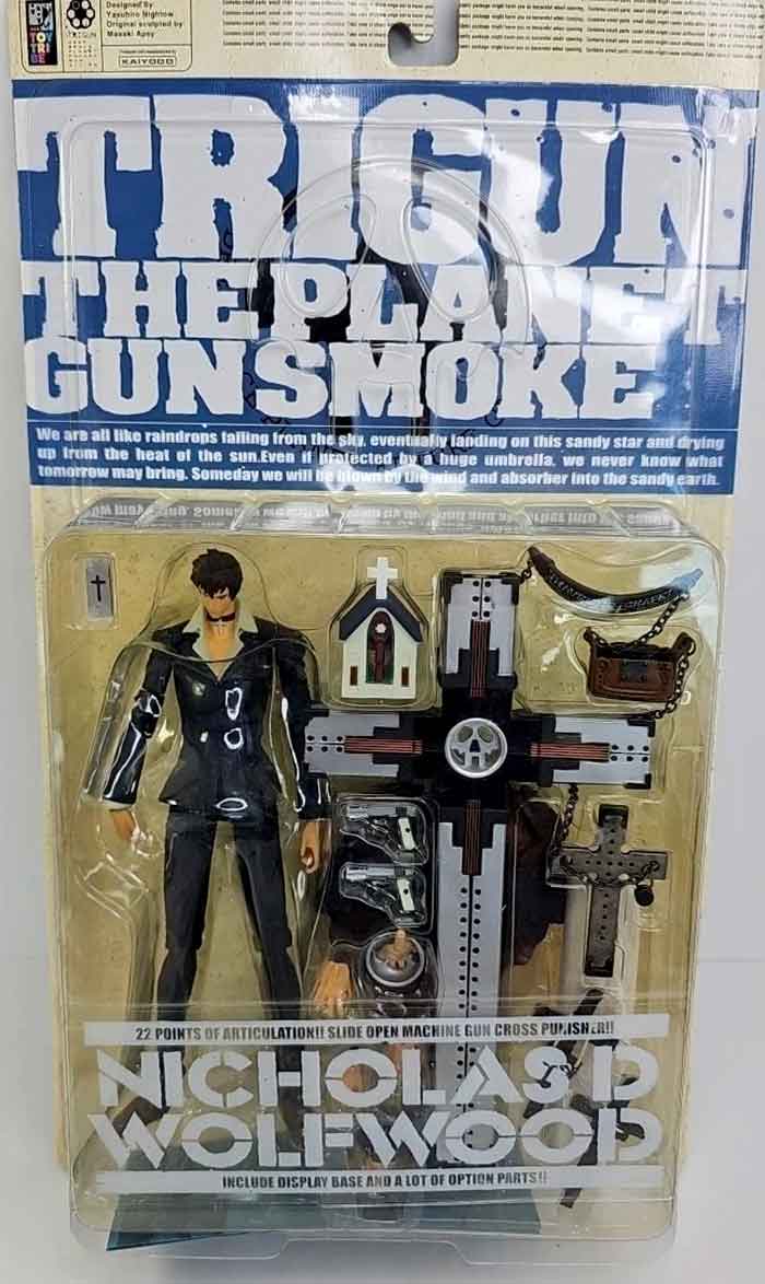 Trigun The Planet Gunsmoke 6 Inch Action Figure - Nicholas D Wolfwood (Shelf Wear Packaging)