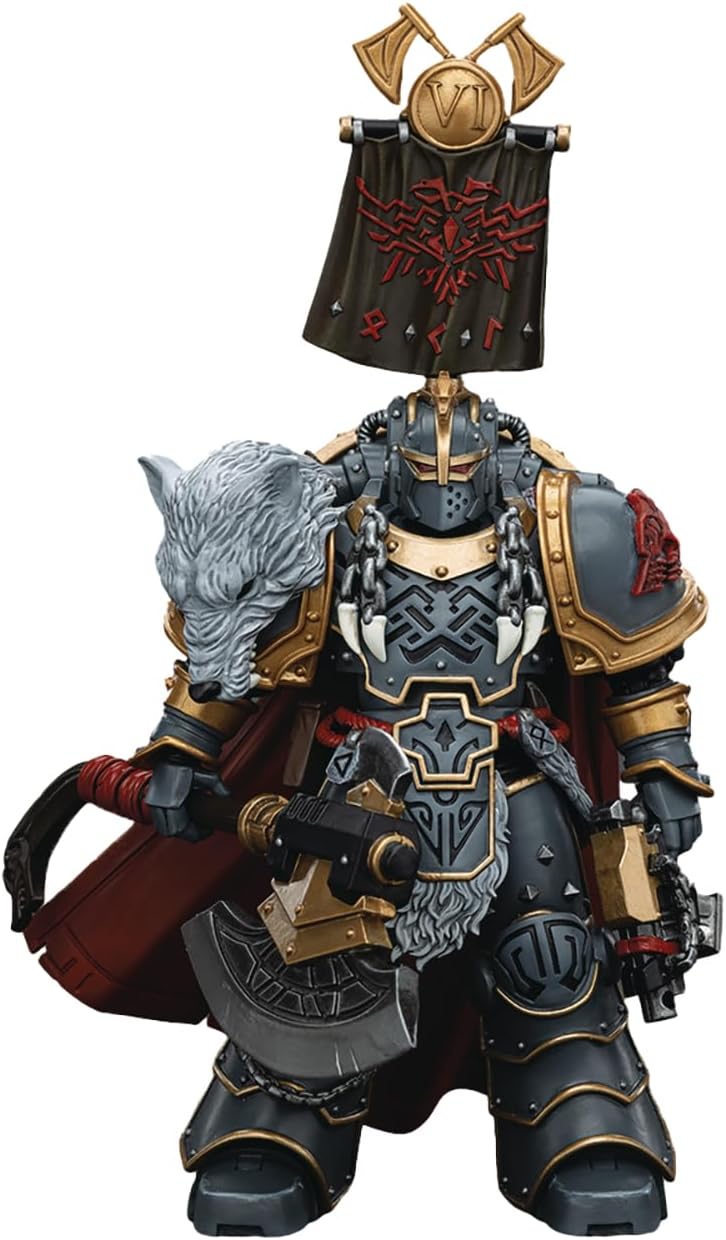 Warhammer 40000  5 Inch Action Figure 1/18 Scale  - Space Wolves Legion Praetor with Power Axe