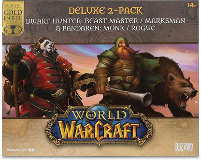 World Of Warcraft 2-Pack 6 Inch Static Figure 1/12 Posed Exclusive - Beastmaster & Marksman & Pandaren: Monk & Rogue Gold label